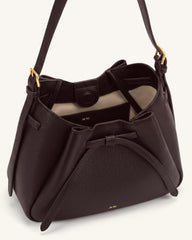 Mabel Soft Bow Shoulder Bag - Dark Brown