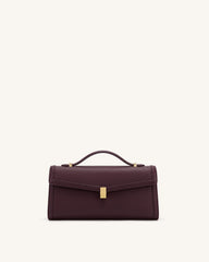 Delphine Saffiano Top Handle Bag - Deep Burgundy
