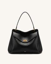 Lucia Turn-Lock Shoulder Bag - Black