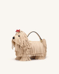 Coco Shaggy Dog Shaped Handle Bag - Apricot
