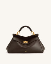 Lucia Elongated Top Handle Bag - Dark Brown