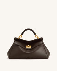Lucia Elongated Top Handle Bag - Dark Brown