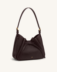 Mabel Soft Bow Shoulder Bag - Dark Brown