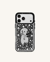 Pearl Artificial Crystal Puppy Phone Case - Black