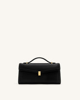Delphine Saffiano Top Handle Bag - Black