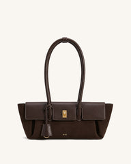 Amelie Turn-Lock East-West Tote Bag - Dark Brown