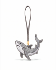 Embroidered Shark Bag Charm - Gray