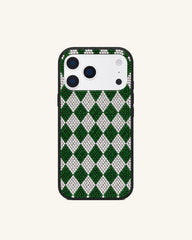 Classic Argyle Artificial Crystal Phone Case - Green & White