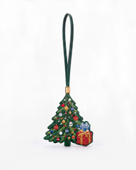 Embroidered Christmas Tree Bag Charm - Green