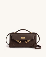 Rhea Double Buckle Top Handle Bag - Dark Brown