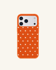 Pearl Dot Artificial Crystal Phone Case - Orange