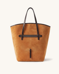 Evadne Convertible Foldover Faux Suede Tote Bag - Tan