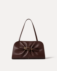 Ella Ruffle Shoulder Bag - Brown
