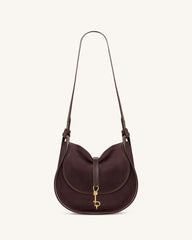Arla Small Faux Suede Hobo Bag - Chocolate