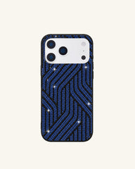 Geometric Wave Artificial Crystal Phone Case - Blue