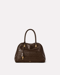 Audrey Panel Bowling Bag - Chocolate Brown Croc