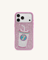 Lucky Number 7 Drink Artificial Crystal Phone Case - Pink