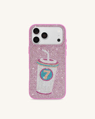 Lucky Number 7 Drink Artificial Crystal Phone Case - Pink