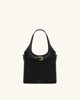 Brooke Mini Belted Embellished Top Handle Bag - Black