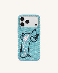 Elegant Dachshund Artificial Crystal Phone Case - Sky Blue
