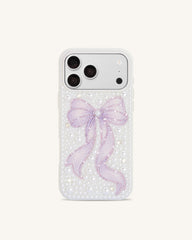 Pearl Artificial Crystal Bow Phone Case - White