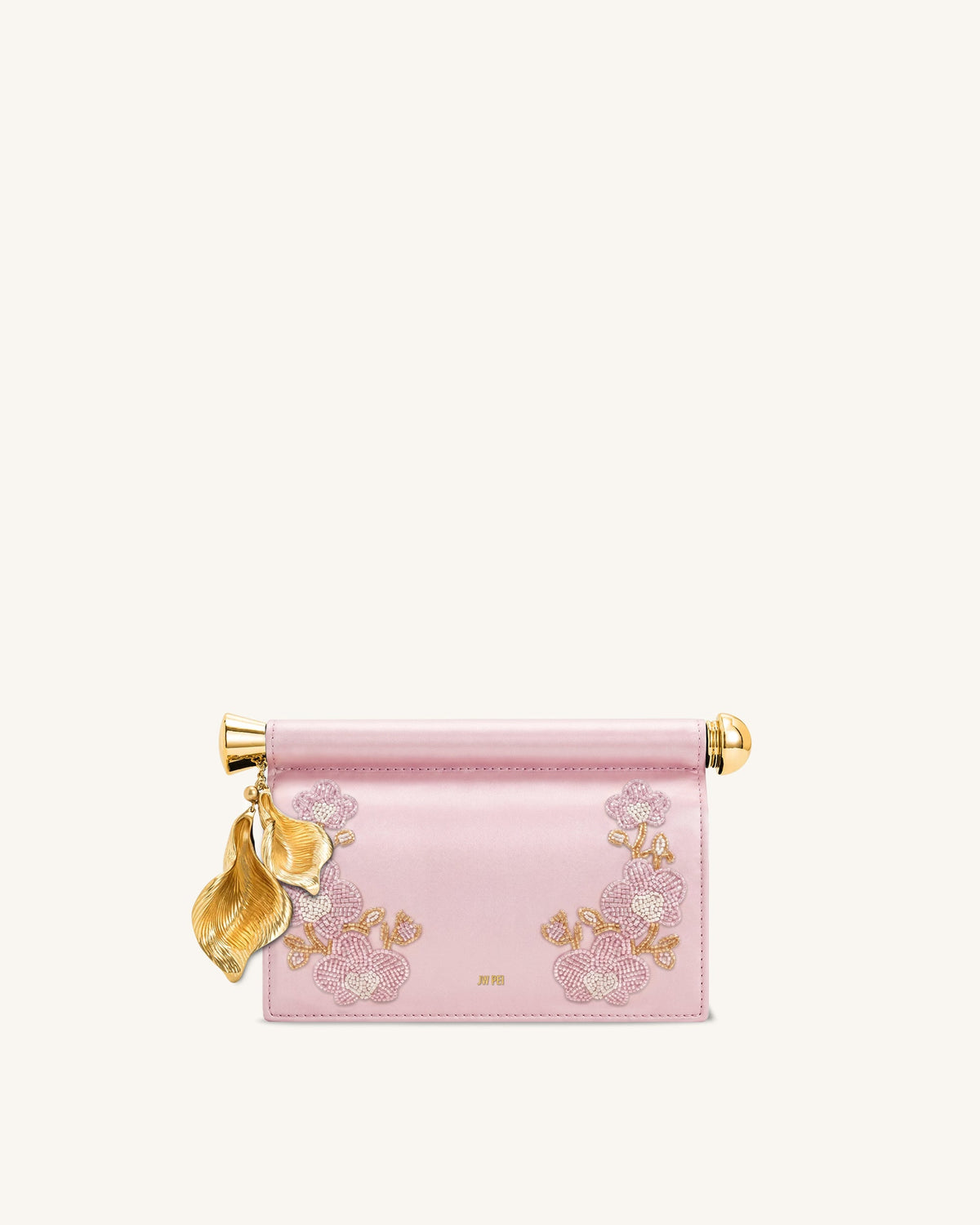 Holly Beaded Orchid Metal Pendant Embellished Clutch - Rose Pink
