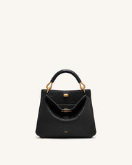 Lucia Elephant-Effect Top Handle Bag - Black