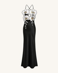 Orchid Embroidered Dress – Black/White