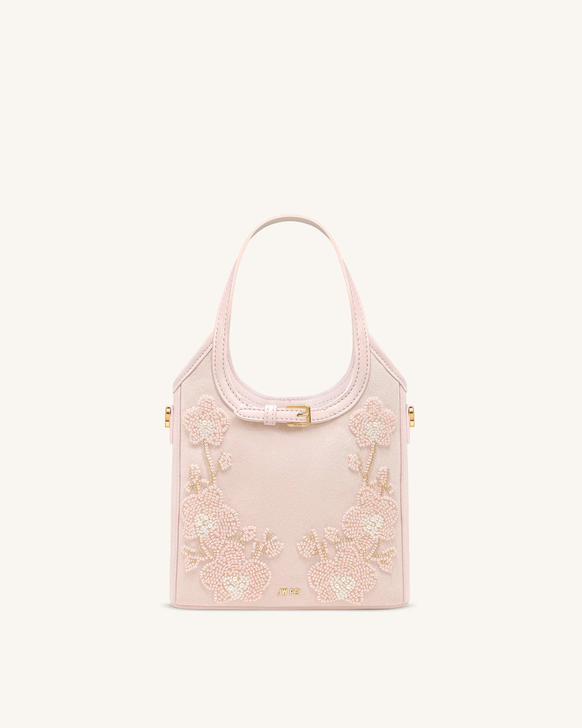 Brooke Mini Belted Embellished Orchid Beaded Top Handle Bag - Pink