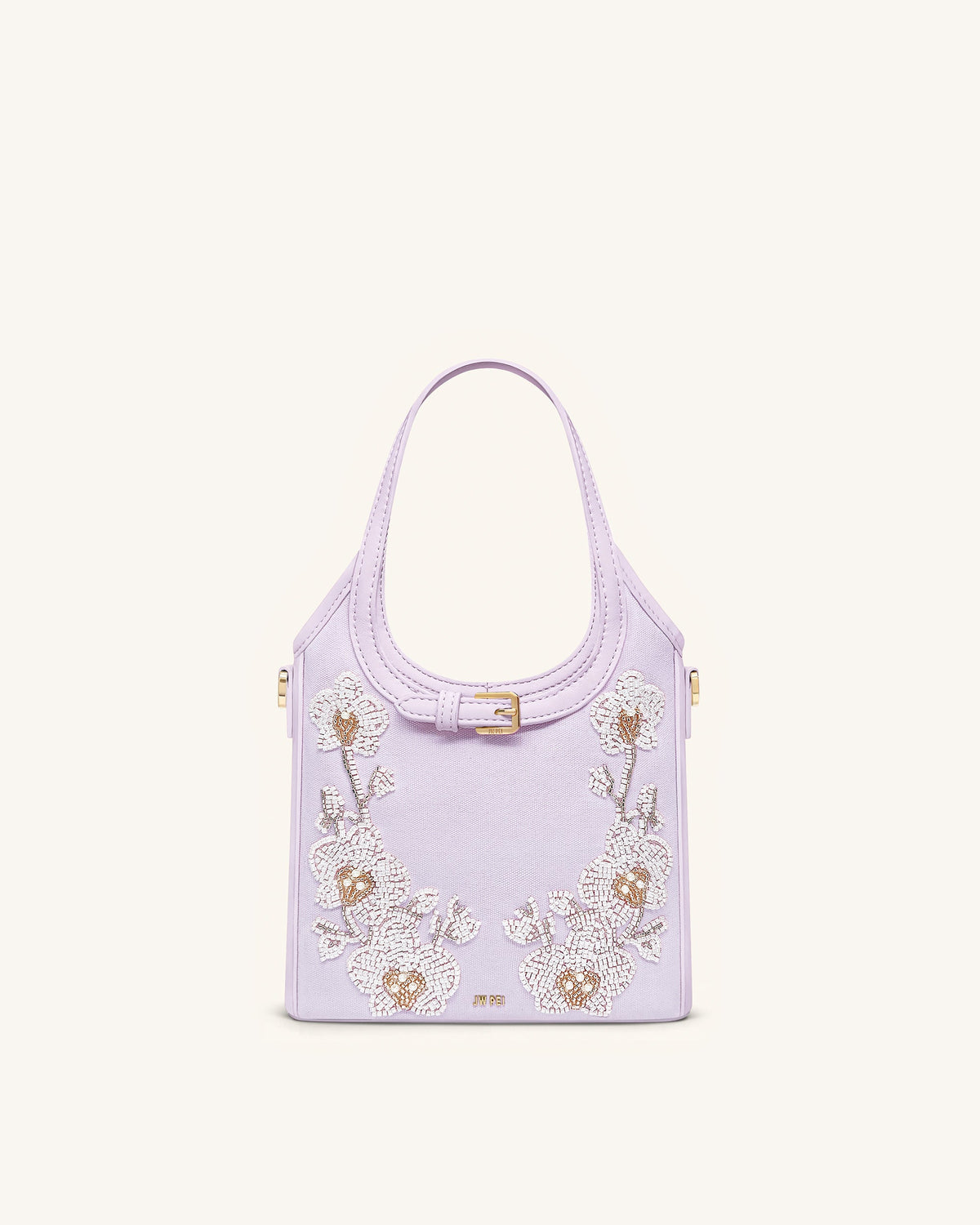 Brooke Mini Belted Embellished Orchid Beaded Top Handle Bag - Lavender