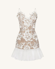 Floral Sling Mini Dress - White