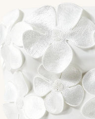 3D Floral Appliqué Satin Dress - White