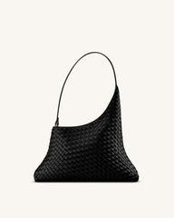 Lyra Woven Shoulder Bag - Black