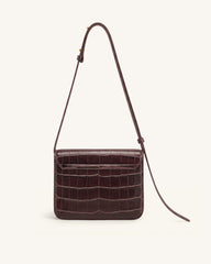 Evania Lock Shoulder Bag - Burgundy Croc