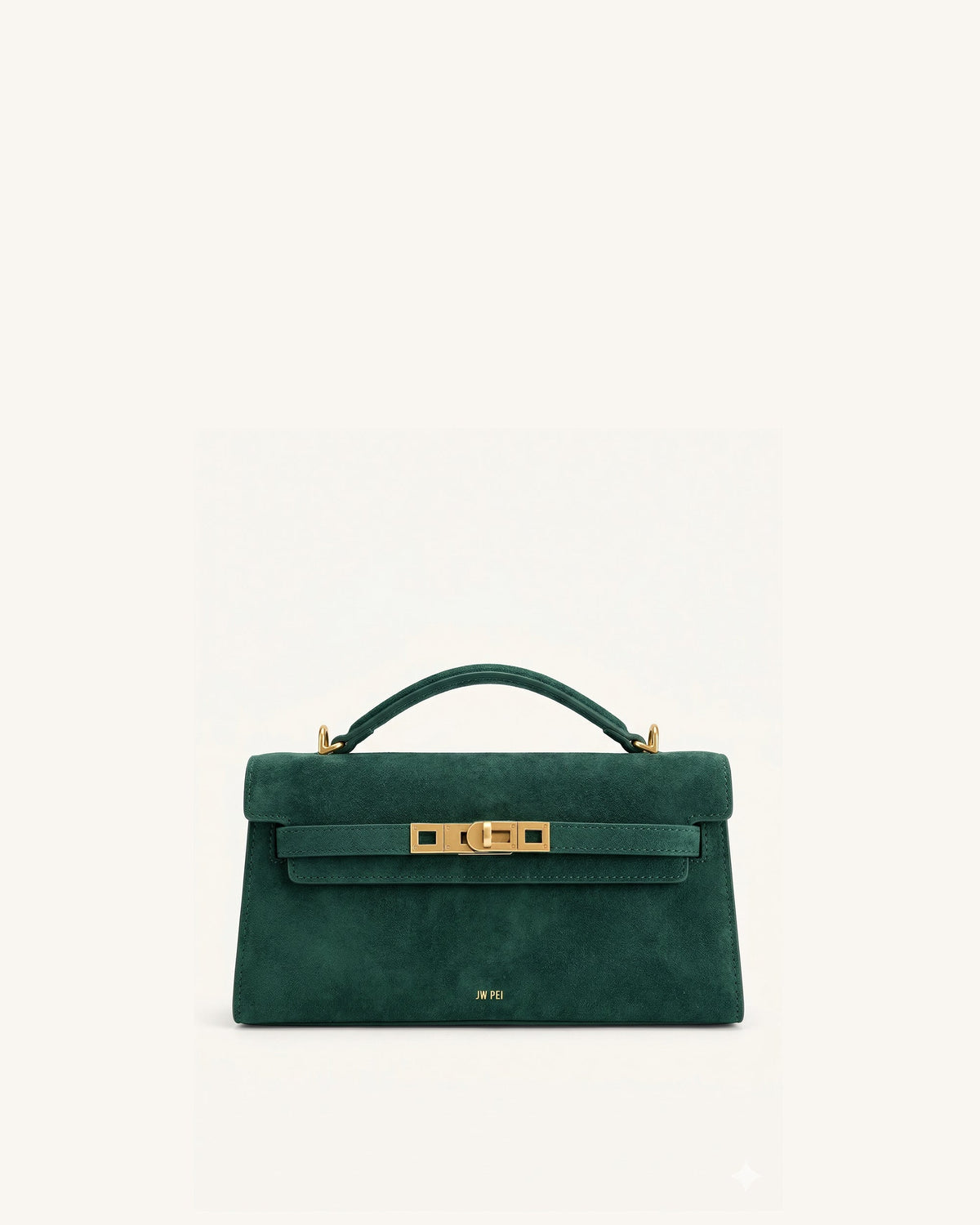 Noor Faux Suede Top Handle Bag - Forest Green