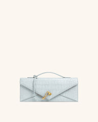 Celeste Envelope Top Handle Bag - Light Blue Croc