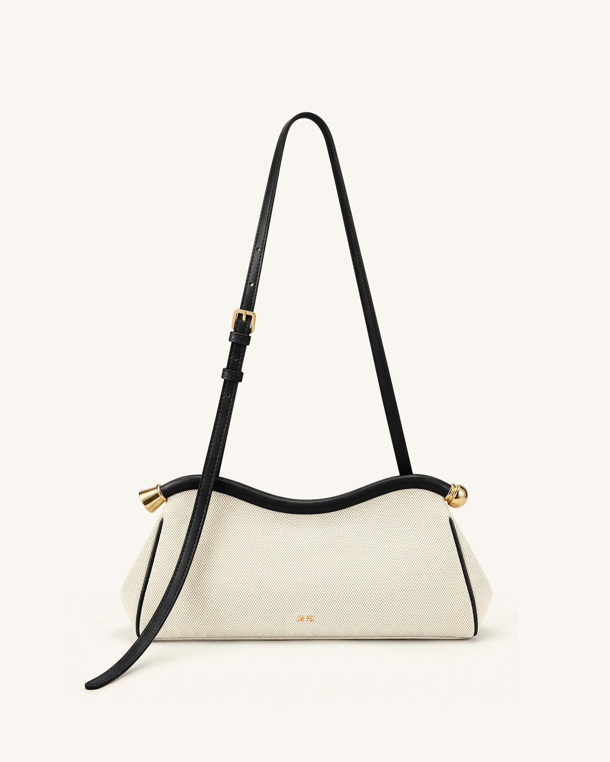 Naomi Curved Shoulder Bag - Black Canvas