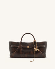 Maeve Dachshund Metal Charm Tote Bag - Deep Coffee