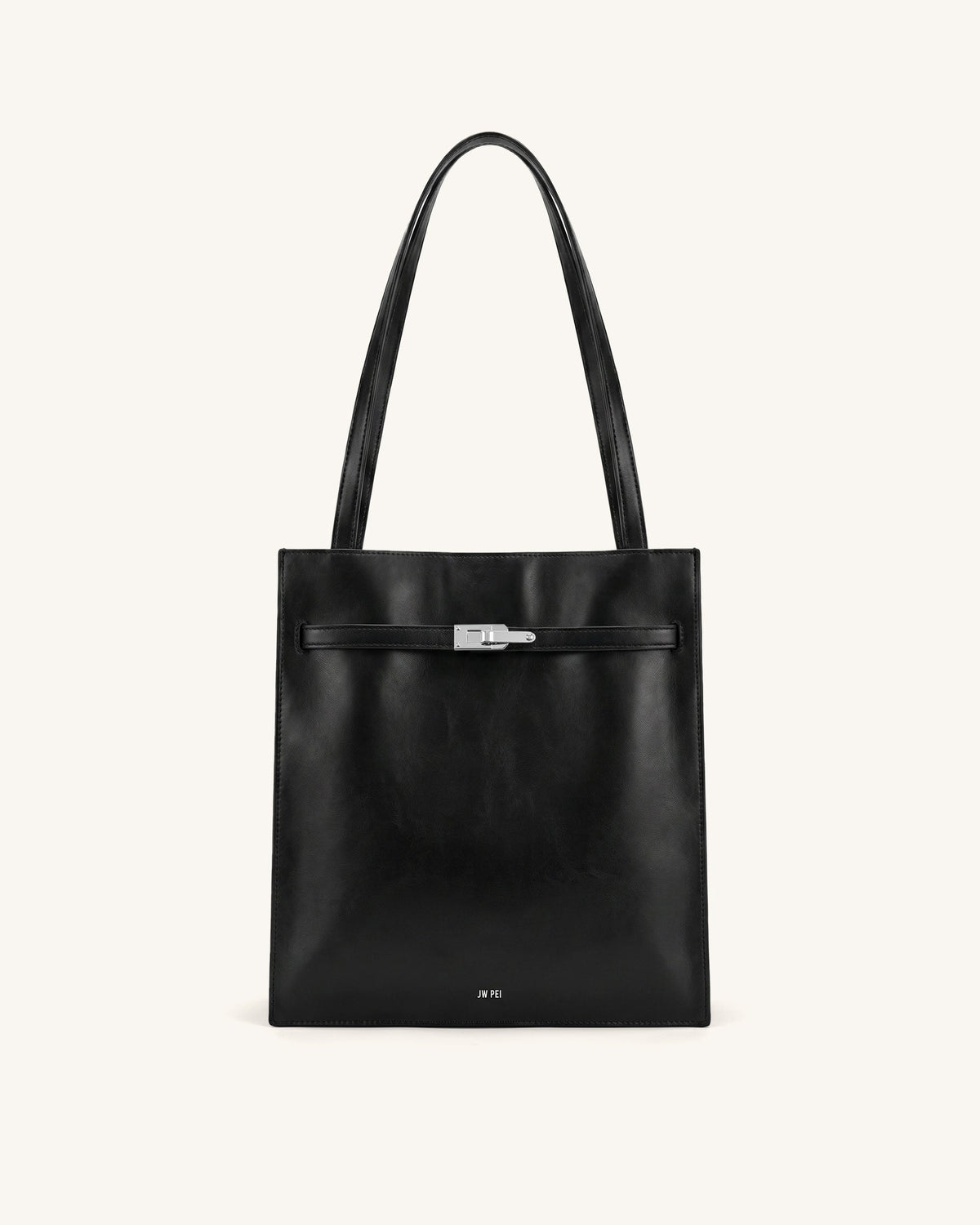 Noelle Belted Tote Bag - Black