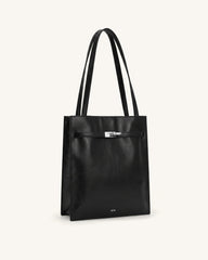 Noelle Belted Tote Bag - Black