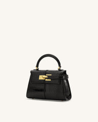 Elise Top Handle Bag - Black Croc