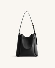 Charlene Double Buckle Hobo Bag - Black