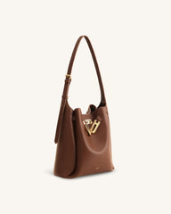 Charlene Double Buckle Hobo Bag - Brown