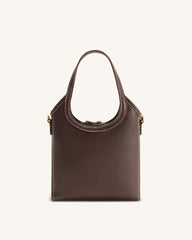 Brooke Mini Belted Embellished Top Handle Bag - Dark Brown