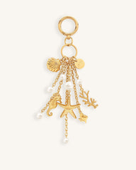 Ocean Creature Faux Pearl Bag Charm - Gold