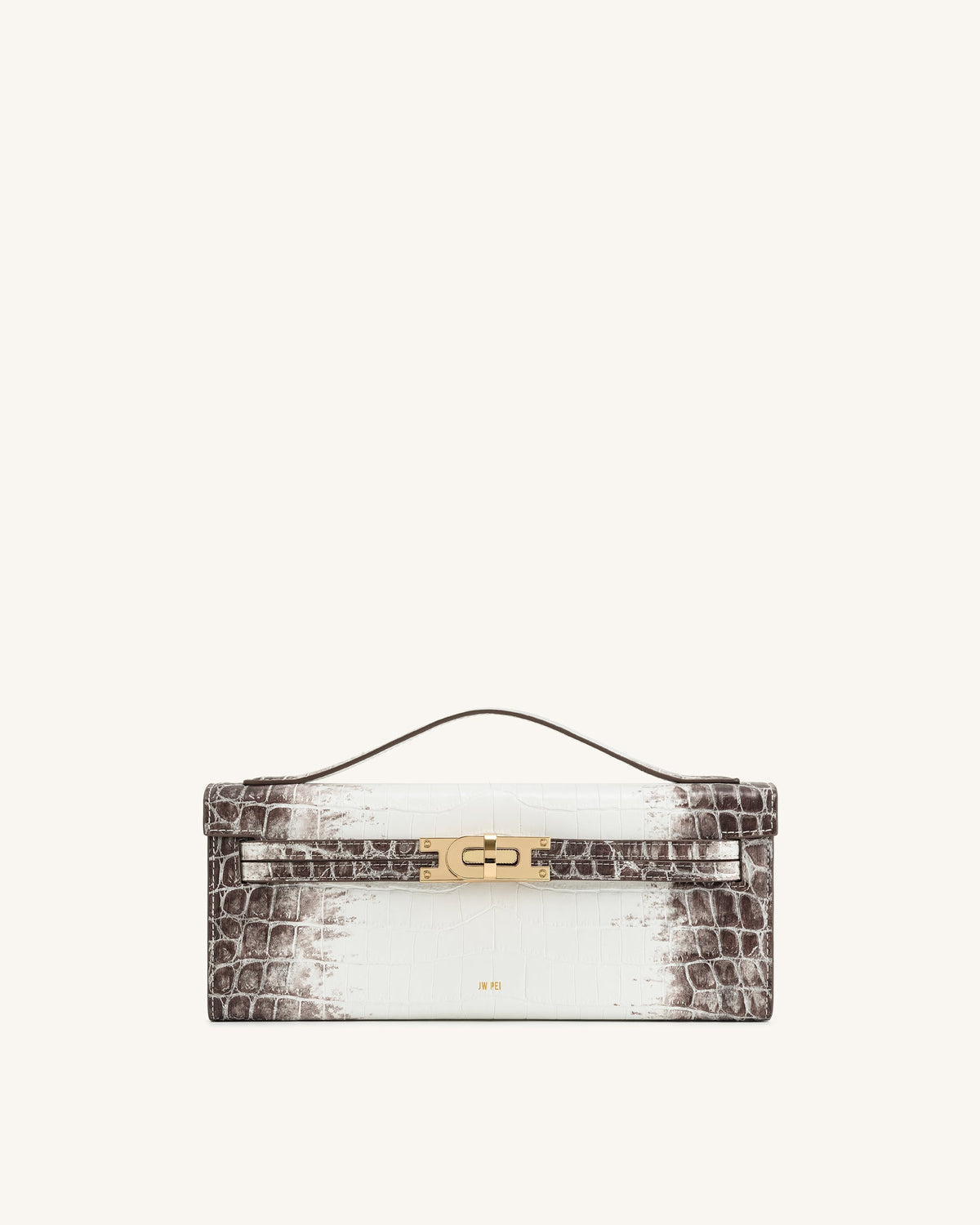 Bria Structured Top Handle Bag - White Croc