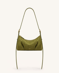 Loriette Faux Suede Crossbody Bag - Olive Green