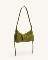 Loriette Faux Suede Crossbody Bag - Olive Green