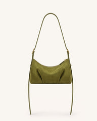 Loriette Faux Suede Crossbody Bag - Olive Green