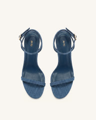 Alivia Gold Metal Heel Sandals - Denim Blue